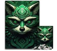 Green Futurist Raccoon 1000 Piece Puzzle Difficult Puzzles for Adults Challenging Brain Teaser Relaxing Toy for Teenagers 1000 PCS(75x50cm)
