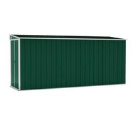 Green Galvanised Steel Growing Shed 118 x 382 x 178 cm Weatherproof Tool Shed with Double Doors, Plastic Handle and Tilted Roof for Safe Storage in the Garden
