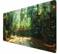 Green Gaming Mouse Pad Plant Large Mouse Mat 32" x 16" Washable Mousepad, Office Accessories, Mousepad with Non-Slip Base and Stitched Edge, Keyboard Mat for Home Office Gaming Room Decor -XZ296