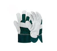 (Green) Gardening Protective Work Gloves Cow Split Leather Transport Driving Carrying Factory Working Glove