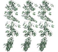 Green Garland 3Pcs Leaf Garland 6.5 Ft Willow Fake Vines Willow Plant Hanging Artificial Vines Greenery for Indoor Wedding Party Wreath Decor Green, Leaf
