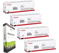 green gecko Original Toner Set - 055 Multipack (CMYK) - Compatible with Canon i-SENSYS LBP 660 662 663 664 740 741 742 743 744 745 746 cw cdw with 500 Sheets A4 Copy Paper