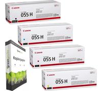 green gecko Original Toner Set - 055H XL Multipack (CMYK) - Compatible with Canon i-SENSYS LBP 660 662 663 664 740 741 742 743 744 745 746 cw cx cdw with 500 Sheets A4 Copy Paper