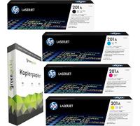 green gecko Original Toner Set - 201A Multipack (CMYK) - Compatible with HP Color LaserJet Pro M 252 dw n 270 274 n DN MFP M 270 Series with 500 Sheets A4 Copier Paper