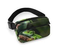 Green Geckos Fanny Pack for Women Men Waist Bag Belt Bag Adjustable Casual Bag for Travel Sports Hiking, white, 7.9x5.1inches