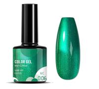 Green Gel Nail Polish, Chrome Metallic Nail Varnish, Dark Green Emerald Green Shimmer Sparkly Long Lasting Soak off LED Lamp Gel Nail Polish for Women Girls DIY Nail Art