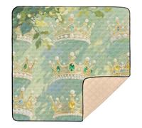 Green Gemstone Crown Soft Thick Baby Gym & Activity Mat for Floor Non-Toxic Foldable Playroom Activity Mat for Baby Kids Toddlers Infants, 50'' x 50''alfombrillas para Bebes jugar