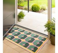 Green Geometric Art Deco Indoor Doormat Bold Pattern Washable Non Slip Entryway Mat Modern Design Statement Accent Rug 60cm x 110cm (1ft 12" x 3ft 7")