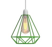 Green Geometric Diamond Pendant Lamp Shade Metal Wire Cage Ceiling Lamp