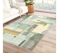 Green Geometric Large Living Room Rugs 200x300, Modern Abstract Geometry Area Rugs for Bedroom Accessories, Non Slip Soft Low Pile Washable Carpet, Home Decor Pzw1