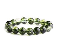 Green Ghost Crystal Bracelet for Women Men Couple Bangle Feng Shui Strong Talisman Amulet Attract Money Good Luck(12mm)