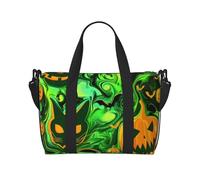 Green Ghost Horror Halloween Printed Travel Bag Duffle Bag for Men Women, Large Water Resistant Gym Bag Weekend Holdall Bag with Shoulder Strap