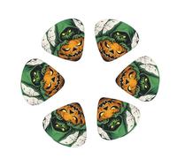 Green Ghost Horror Halloween Pumpkin 1 Print Guitar and Ukulele Picks For Music Lovers 12 PCS Mixed Gauges(0.46/0.71/0.96mm)