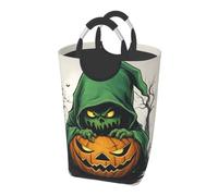 Green Ghost Horror Halloween Pumpkin 1 Print Home Foldable Laundry Bag Weekend Travel Gym Bathroom Collapsible Storage Basket