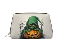 Green Ghost Horror Halloween Pumpkin 1 Print Women Makeup Bag Cosmetic Travel Vanity Pouch Toiletry Everyday Essential Organizer