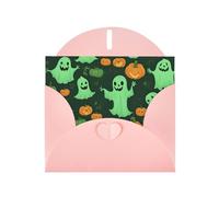 Green Ghost Horror Halloween Pumpkin 2 Print Greeting card Blank card with envelope,Unique Designs for Festivals Invitations