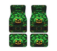 Green Ghost Horror Halloween Pumpkin Car Foot Mat Set of 4 Pieces for Most Cars, Trucks, Vans, sedans, Crossover Vehicles, and SUVs