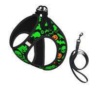 Green Ghost Horror Halloween Pumpkin Compact Pet Suspender Vest-The Perfect Small Pet For A Comfortable Walk
