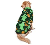 Green Ghost Horror Halloween Pumpkin Dog Hoodie for Medium Large Dogs, Warm Soft Pet Sweatshirt, Easy to Wear Jumper Clothes