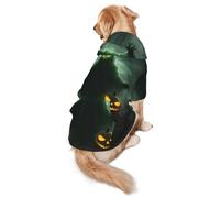 Green Ghost Horror Halloween Pumpkin Dog Hoodie for Medium Large Dogs, Warm Soft Pet Sweatshirt, Easy to Wear Jumper Clothes