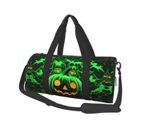 Green Ghost Horror Halloween Pumpkin Duffle Bag With Shoes Compartment And Adjustable Strap,Foldable Travel Duffel Bags For Men Women,Waterproof Duffel Bags, Black, One Size