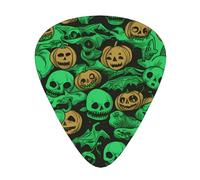 Green Ghost Horror Halloween Pumpkin Guitar Plectrums, 12 Pcs Lightweight Guitar Plectrums, 0.46mm/0.71mm/0.96mm Thickness For Acoustic Guitar Acoustic Electric Guitar Ukulele Bass