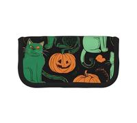 Green Ghost Horror Halloween Pumpkin Large Capacity Canvas Pencil Case, Sturdy and Durable, Easy to Store in an Orderly Manner