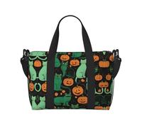 Green Ghost Horror Halloween Pumpkin Large Weekender Bag for Travel, Water-Resistant Duffle Bag, Print Adjustable Shoulder Strap,3-5 Day Overnight Bag for Men Women