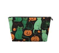 Green Ghost Horror Halloween Pumpkin Leather Travel Wash Bag, A Fashionable and Practical Makeup Organizer