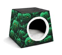 Green Ghost Horror Halloween Pumpkin Pet Tent for Small Cats and Dogs,Cat House - Soft Comfort Washable,Dog Bed Open Design Pet Tents Indoor Outdoor Travel