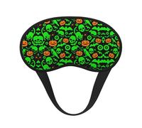 Green Ghost Horror Halloween Pumpkin Polyester Sleep Mask,Light Blocking Sleep Eye Mask,Night Sleeping Mask, Eye Blinder