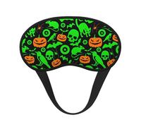Green Ghost Horror Halloween Pumpkin Print Adjustable Eye Cover for Sleeping, Comfortable, Pressure-Free and Breathable Sleeping Masks