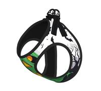 Green Ghost Horror Halloween Pumpkin Print Adjustable Reflective Harness Leash Set For Cats, Dogs And Small Pets, Soft Breathable Mesh Walking Vest With Escape-Proof Lead