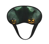 Green Ghost Horror Halloween Pumpkin Print Adults Kids Light Blocking Eye Cover for Travel Daily Use Nap Insomnia Camping