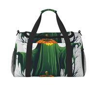 Green Ghost Horror Halloween Pumpkin Print Ample Space Travel Duffle Bag Carry On Tote 19.7x13x10.2 in Stylish Tote for Gym
