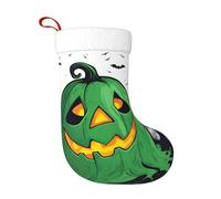 Green Ghost Horror Halloween Pumpkin Print Christmas Stocking 18 Inches â€“ Soft & Durable Holiday Home Decor, Perfect for Fireplace Hanging