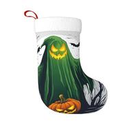 Green Ghost Horror Halloween Pumpkin Print Christmas Stocking 18 Inches â€“ Soft & Durable Holiday Home Decor, Perfect for Fireplace Hanging