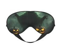 Green Ghost Horror Halloween Pumpkin Print Comfortable Eye Mask Full Coverage Lightweight Men Women Outdoor Travel Relaxation