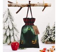 Green Ghost Horror Halloween Pumpkin Print Gift Reusable Bags Festive Drawstring Pouches Versatile Birthday Wedding Favors