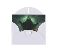 Green Ghost Horror Halloween Pumpkin Print Greeting card Blank card with envelope,Unique Designs for Festivals Invitations