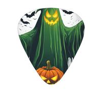 Green Ghost Horror Halloween Pumpkin Print Guitar Pick for Men Women Triangle Instrument Accessories Plectrums(12pcs One sided)