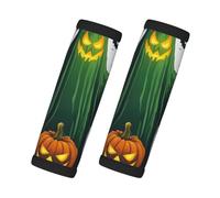 Green Ghost Horror Halloween Pumpkin Print Handles Protection Luggage Handle Wrap Grips 2 Packs Suitcase Identifiers Soft Grip