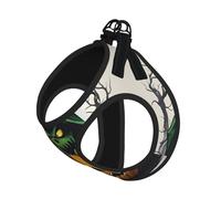 Green Ghost Horror Halloween Pumpkin Print Harness Leash Set For Cat And Small Dog, Adjustable, Reflective, And Escape-Proof Vest With Soft Breathable Mesh Lining