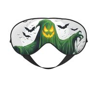 Green Ghost Horror Halloween Pumpkin Print Outdoor Travel Stylish Eye Mask Adjustable Sleep Camping Meditation Relaxation