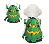Green Ghost Horror Halloween Pumpkin Print Pet Breathable Sleeveless Skirt M
