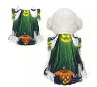 Green Ghost Horror Halloween Pumpkin Print Pet Breathable Sleeveless Skirt XL
