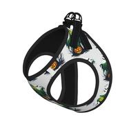 Green Ghost Horror Halloween Pumpkin Print Pet Leash Vest For Small Dogs Cats, Adjustable Pet Harness Vest, Outdoor Walking Hiking