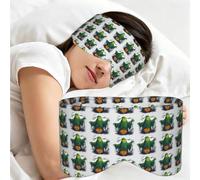 Green Ghost Horror Halloween Pumpkin Print Sleep Blindfold Wide Band Adjustable Full Coverage Night Mask