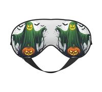 Green Ghost Horror Halloween Pumpkin Print Sleep Eye Cover Soft Eye Shade for Women Men Night Sleep Travel Nap