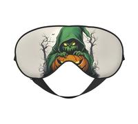 Green Ghost Horror Halloween Pumpkin Print Sleep Mask,Soft Eye Mask with Adjustable Strap for Sleeping, Travel and Relaxation